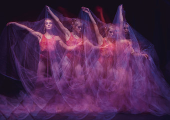 Image showing photo as art - a sensual and emotional dance of beautiful ballerina through the veil 