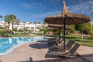 Image showing Luxury nice hotel swimming pool in the Egypt.