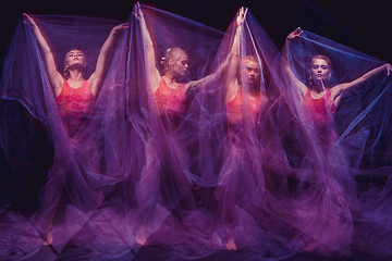 Image showing photo as art - a sensual and emotional dance of beautiful ballerina through the veil 