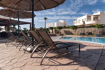 Image showing Luxury nice hotel swimming pool in the Egypt.