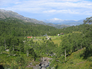 Image showing Nature scene with two old farms