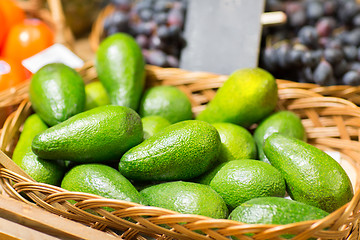 Image showing avocado in basket at food market