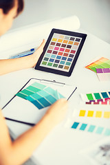 Image showing woman working with color samples for selection