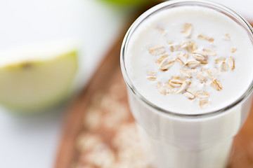 Image showing close up of yogurt with oat flakes