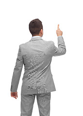 Image showing businessman pointing finger or touching something