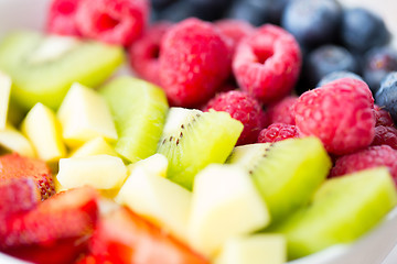 Image showing close up of fruits and berries in bowl