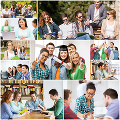 Image showing collage with many pictures of college students