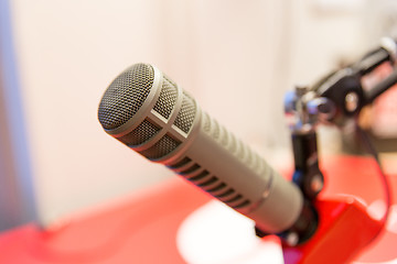 Image showing microphone at recording studio or radio station