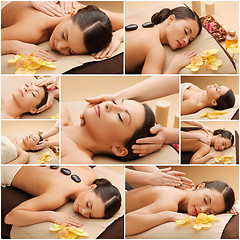 Image showing women having facial or body massage in spa salon