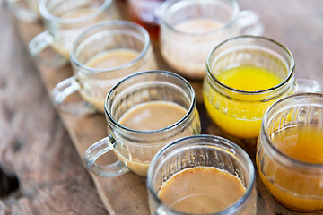 Image showing glasses of drinks at market stall or restaurant