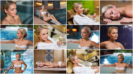 Image showing beautiful young woman relaxing at luxury spa