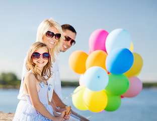 Image showing family with colorful balloons