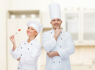 Image showing happy male chef cook thinking