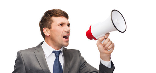 Image showing buisnessman with bullhorn or megaphone