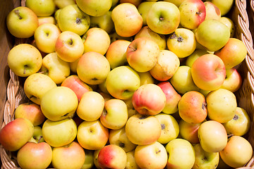 Image showing ripe apples in basket at food market or farm