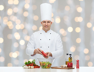 Image showing happy male chef cook cooking food