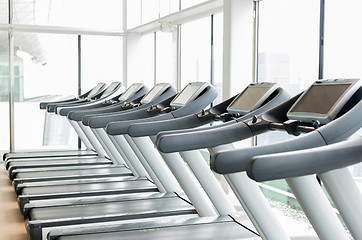 Image showing treadmills in gym