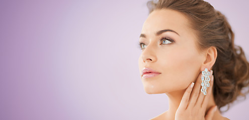 Image showing woman with diamond earrings