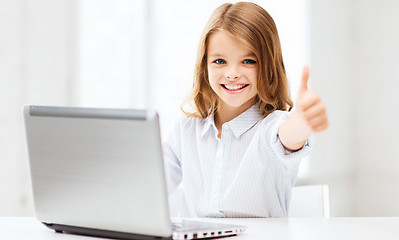 Image showing girl with laptop pc at school