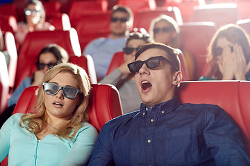 Image showing friends watching horror movie in 3d theater