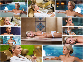 Image showing beautiful young woman relaxing at luxury spa