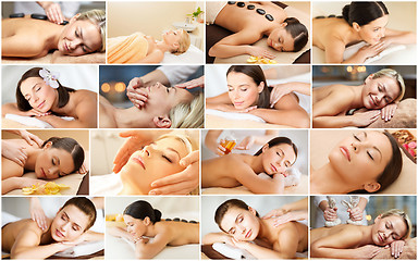 Image showing women having facial or body massage in spa salon