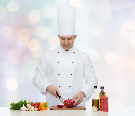 Image showing happy male chef cook cooking food