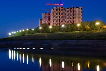 Image showing New buildings on the river embankment