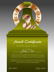 Image showing Third place bronze prize award certificate