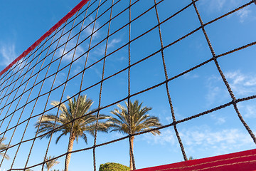 Image showing volleyball net on a background blue sky 