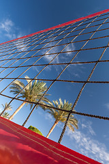 Image showing volleyball net on a background blue sky 