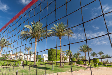 Image showing volleyball net on a background blue sky 