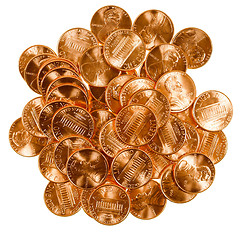 Image showing Retro look Dollar coins 1 cent wheat penny cent