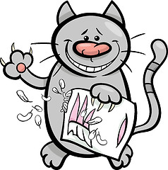 Image showing cat with pillow cartoon illustration