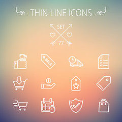 Image showing Business shopping thin line icon set