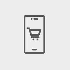 Image showing Map and location of shopping cart thin line icon