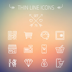 Image showing Business shopping thin line icon set