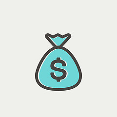 Image showing Money bag thin line icon