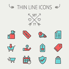 Image showing Business shopping thin line icon set