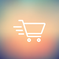 Image showing Fast delivery shopping cart thin line icon