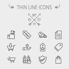 Image showing Business shopping thin line icon set