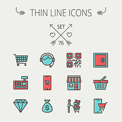 Image showing Business shopping thin line icon set