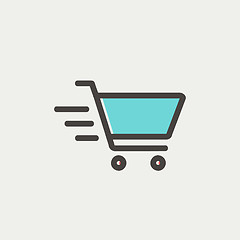 Image showing Fast delivery shopping cart thin line icon