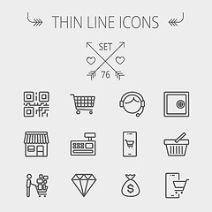 Image showing Business shopping thin line icon set