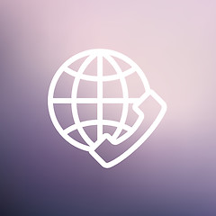 Image showing Global internet shopping thin line icon