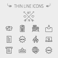 Image showing Business shopping thin line icon set