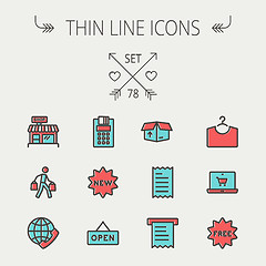 Image showing Business shopping thin line icon set