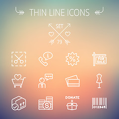 Image showing Business shopping thin line icon set