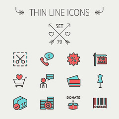 Image showing Business shopping thin line icon set