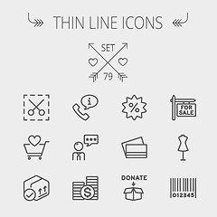 Image showing Business shopping thin line icon set